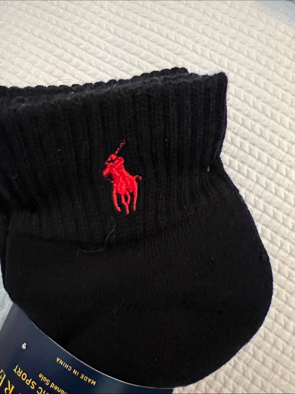 Polo by Ralph Lauren Black Athletic Ankle Socks with Red Pony